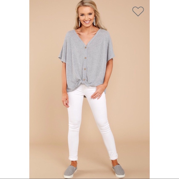 >>LAST<< Liza Button Down Thermal - Heather Gray - Picture 5 of 6